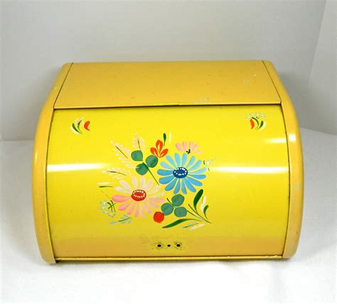 vintage yellow metal bread box|vintage wooden bread boxes.